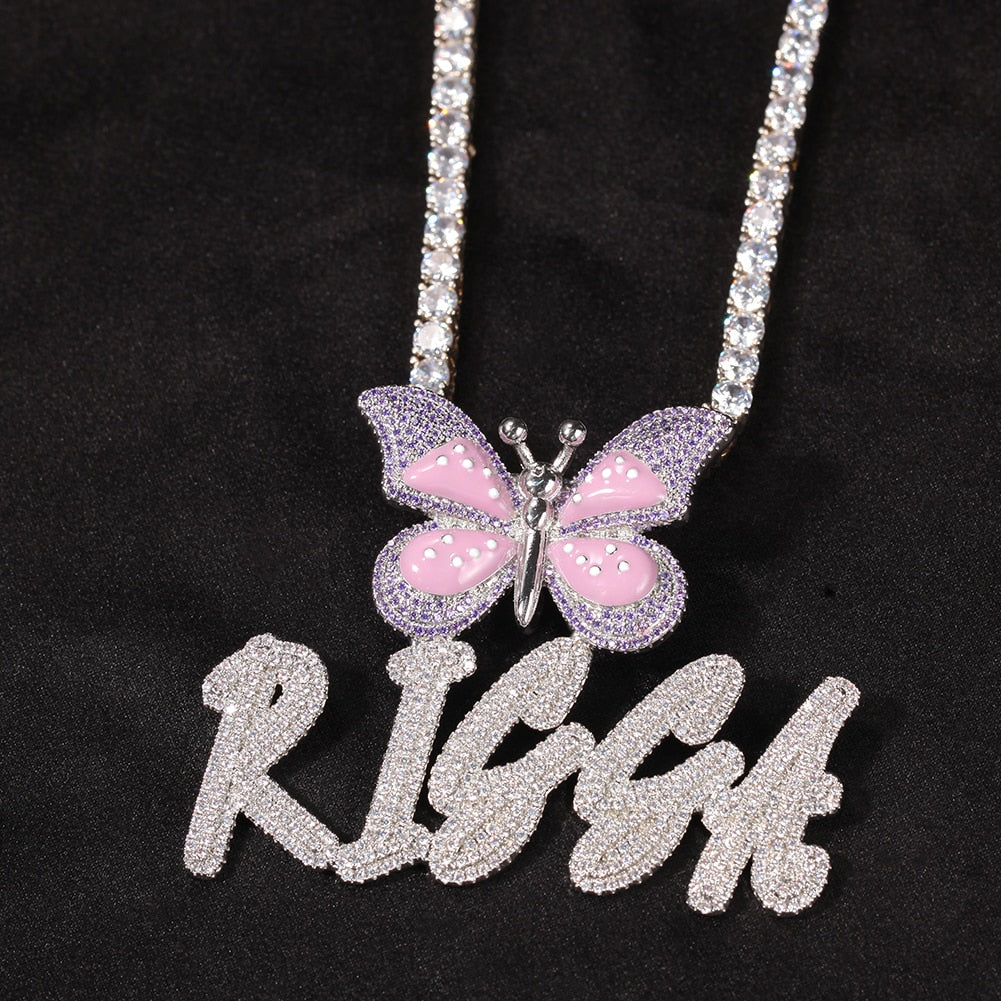 Name Necklace With Butterfly