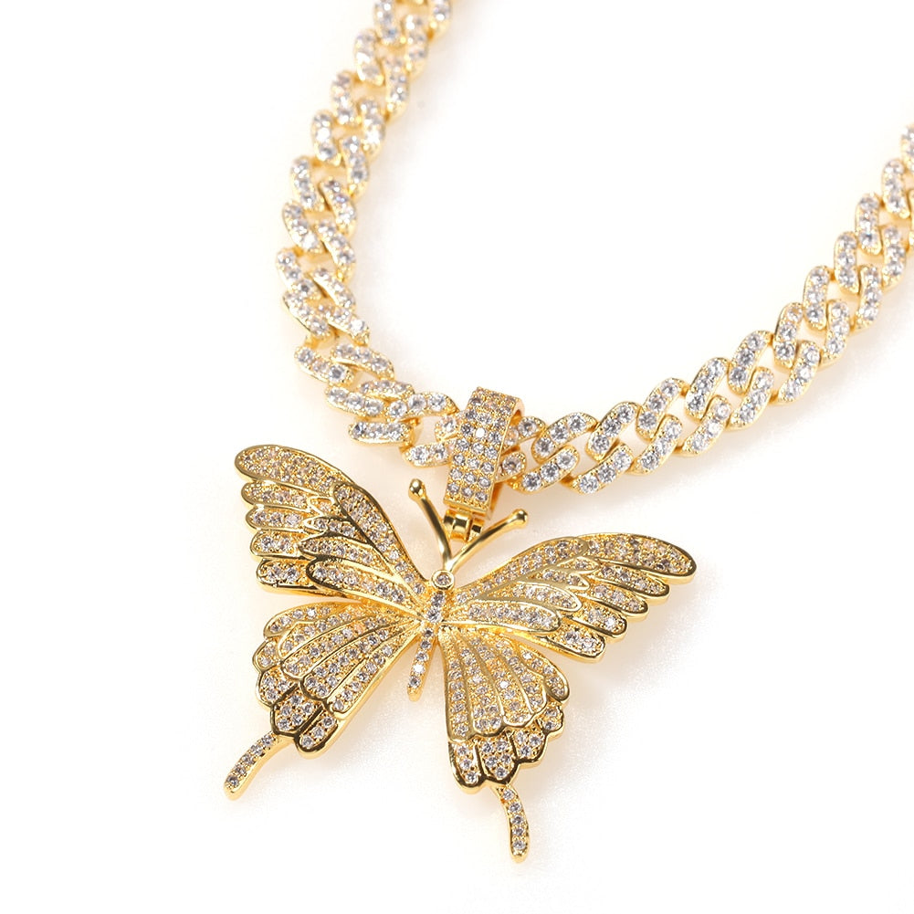 Iconic Butterfly Pendant 9mm Cuban Chain