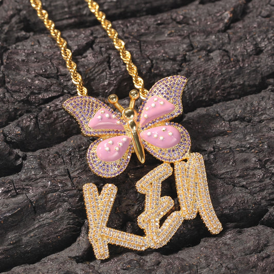 Name Necklace With Butterfly