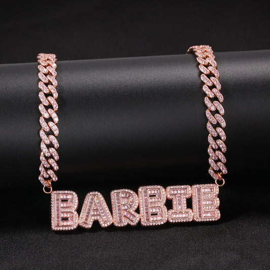 Name Necklace Baguette Letters